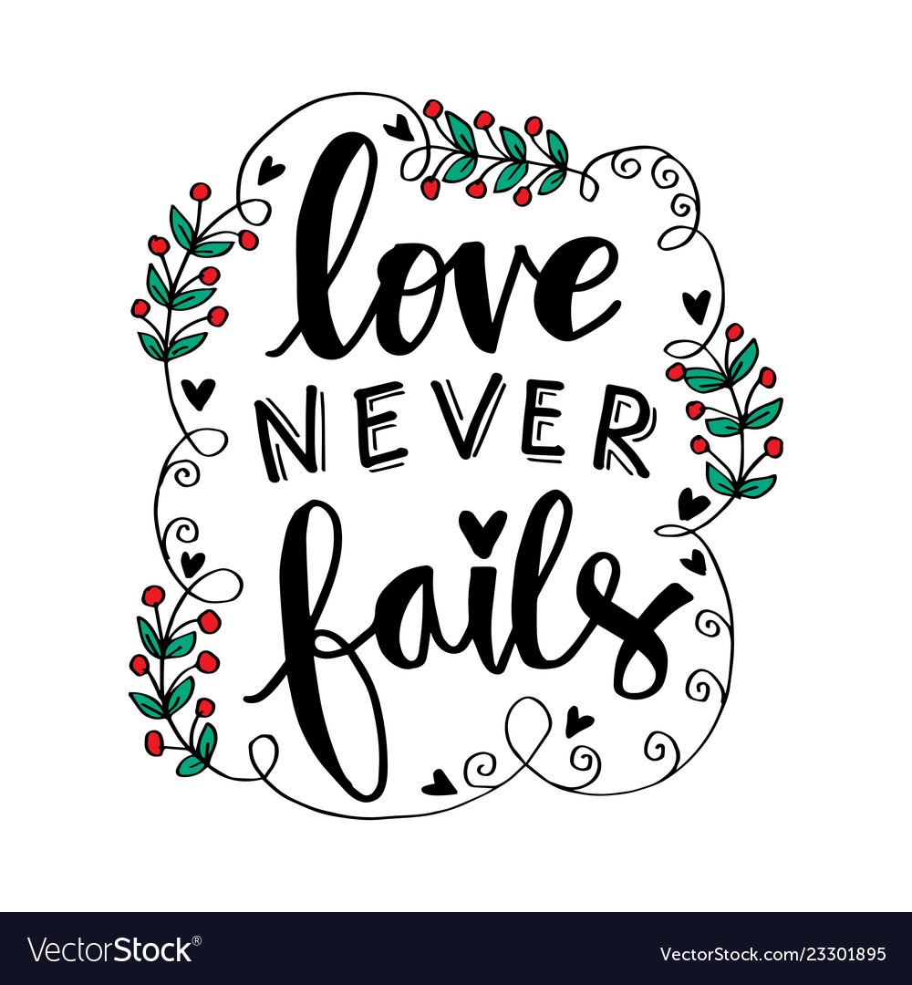 Love never fails motivational quote poster