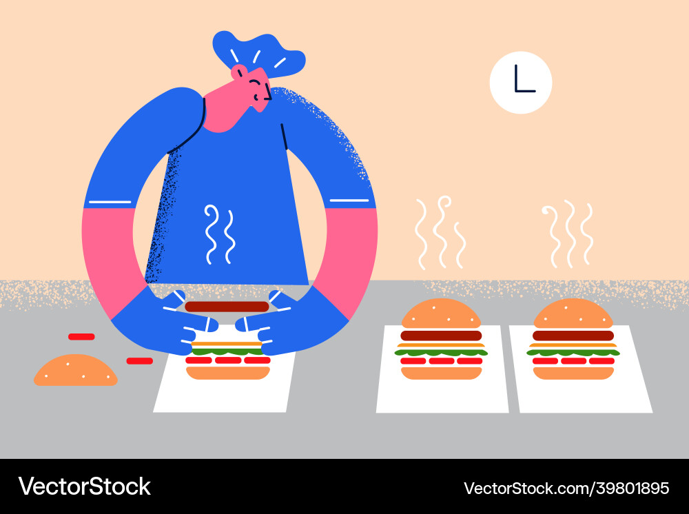Making fast food work concept Royalty Free Vector Image