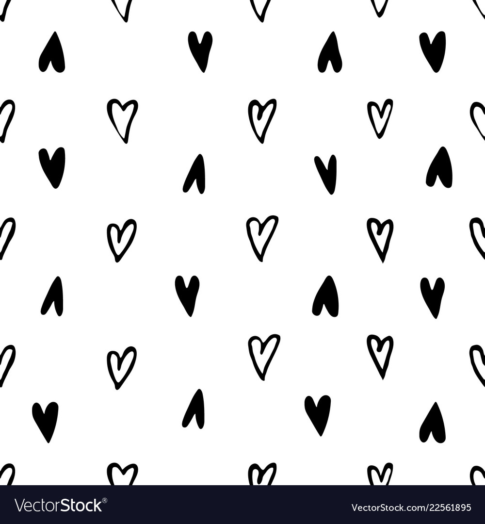 Monochrome hearts signs seamless pattern Vector Image