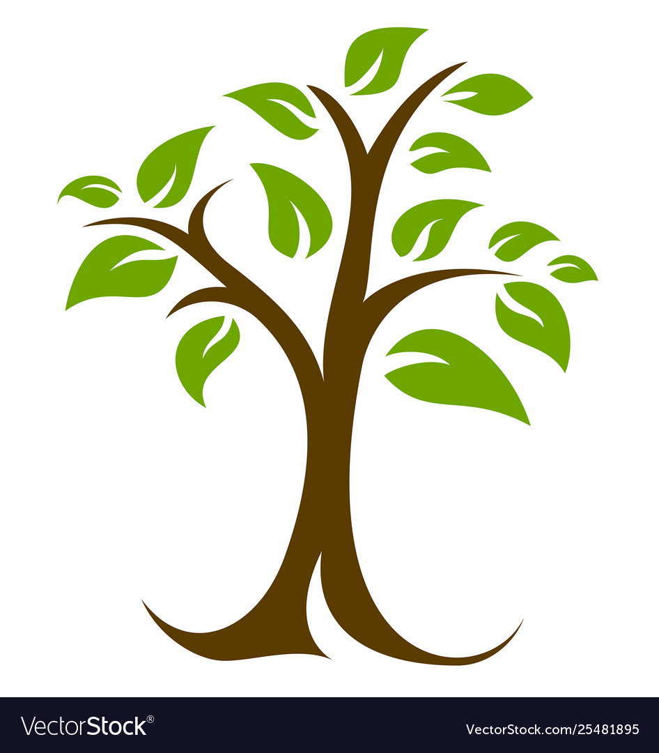 Tree and leaves logo Royalty Free Vector Image