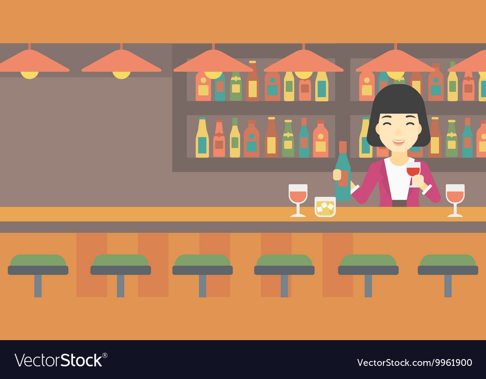 Bartender standing at the bar counter Royalty Free Vector