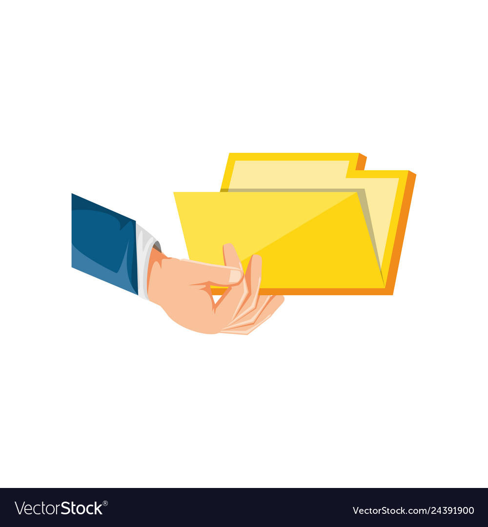 Hand with folder document isolated icon Royalty Free Vector