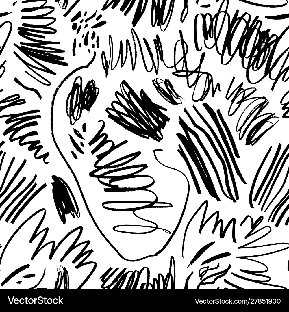 Ink pen scribbles seamless pattern Royalty Free Vector Image