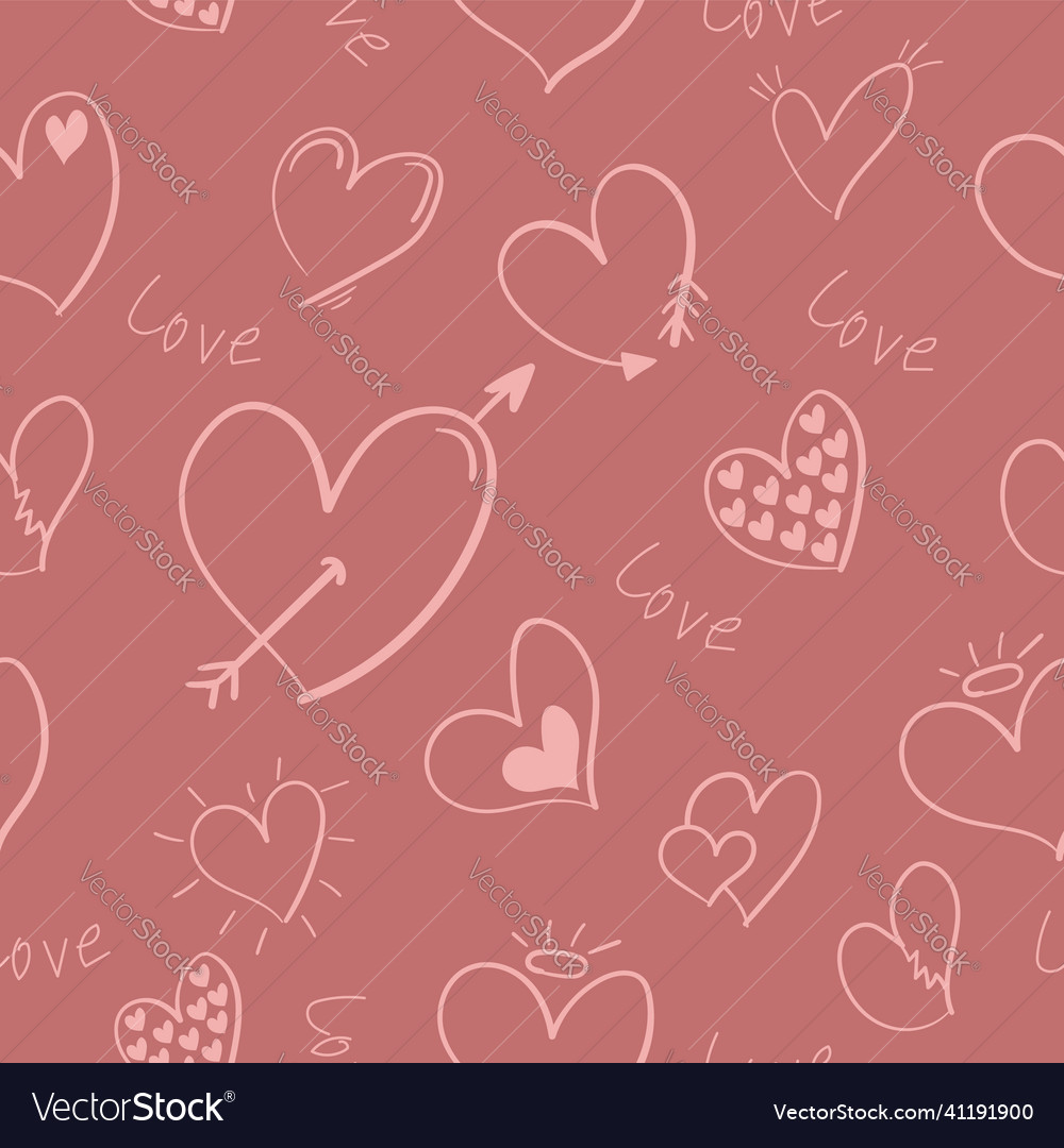 Pink Heart Seamless Pattern Background Royalty Free Vector 7453