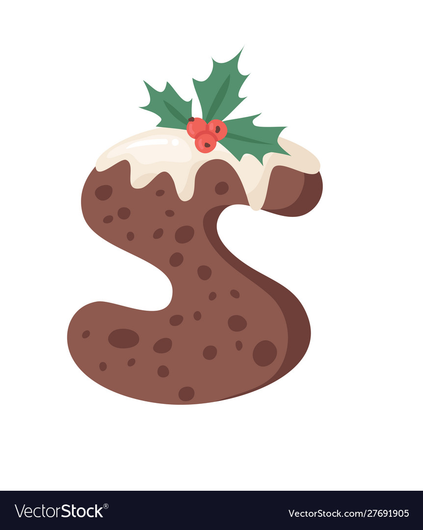 Download Cartoon christmas pudding hand drawn font actual Vector Image