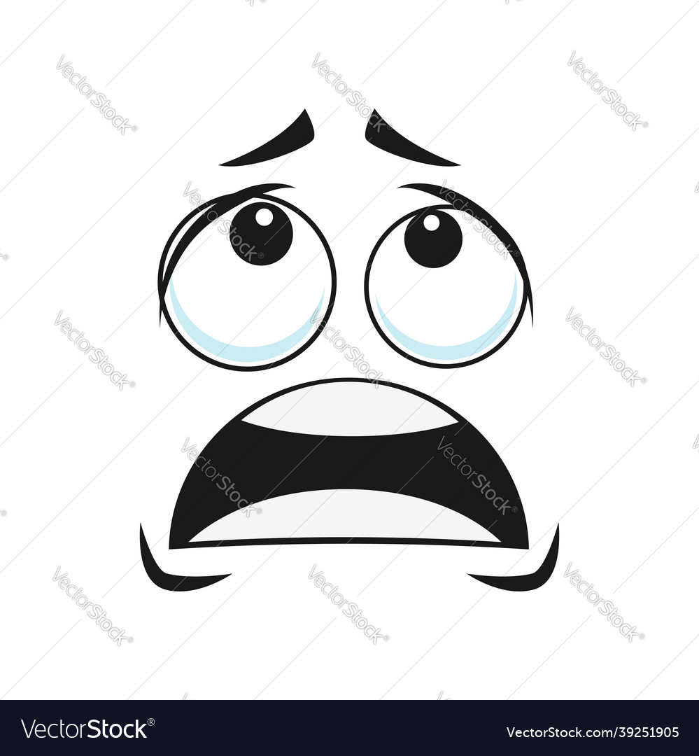 Cartoon face icon scared or upset emoji Royalty Free Vector