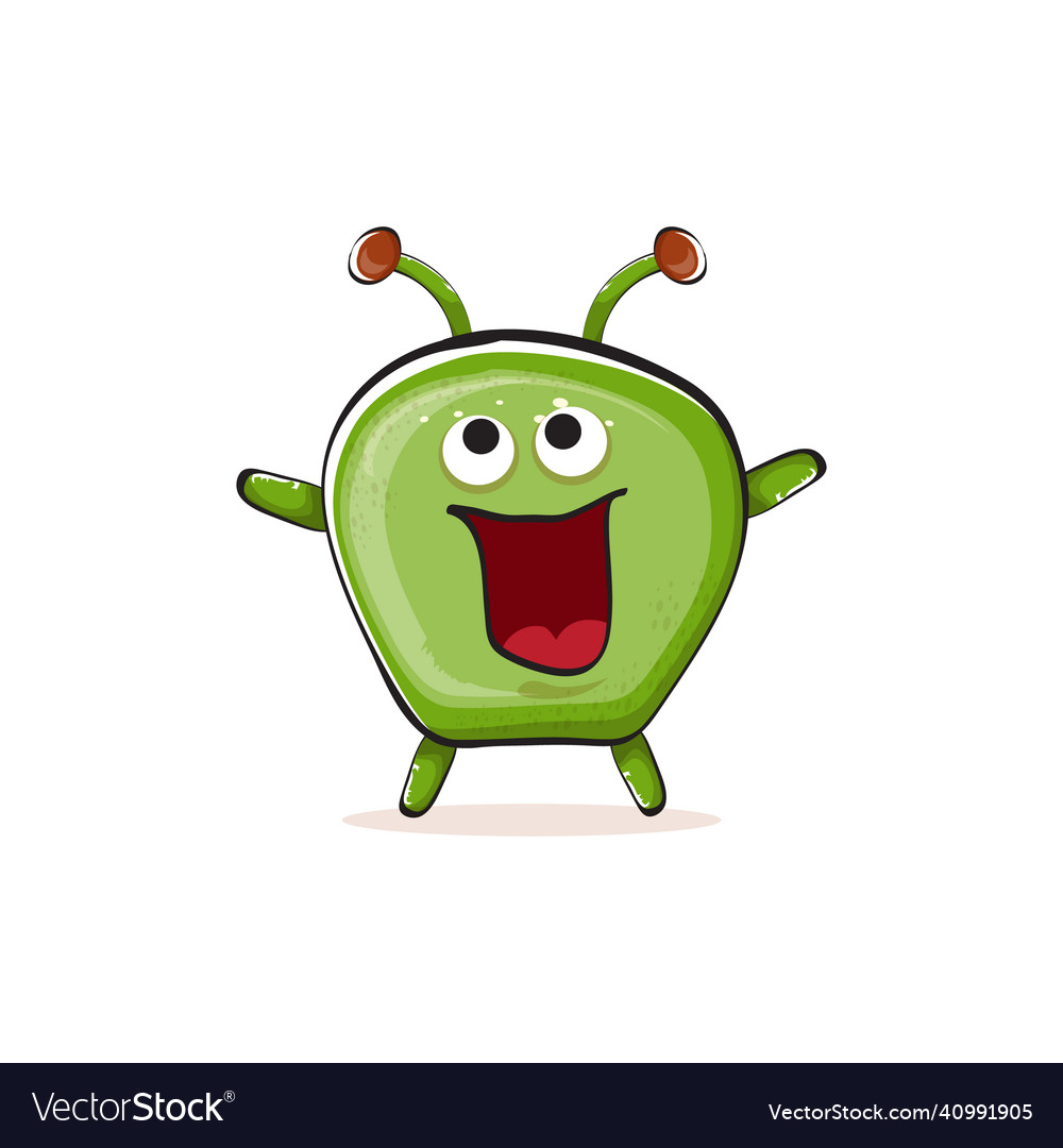 Cartoon funny green alien monster isolated Vector Image