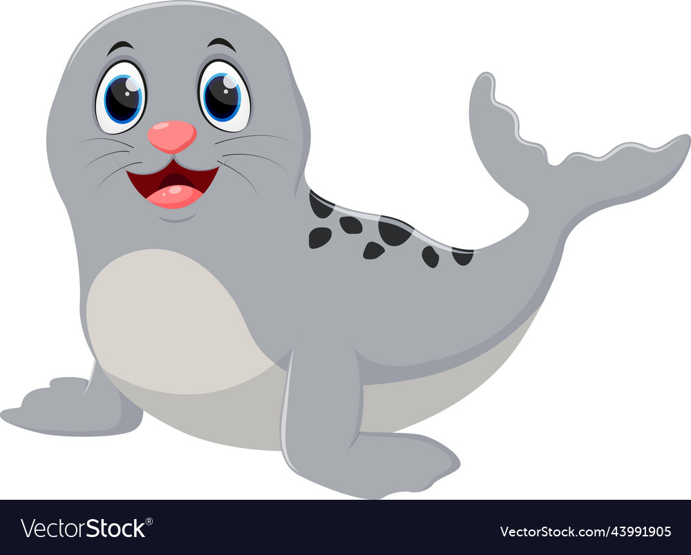 Cute seal cartoon isolated on white background Vector Image