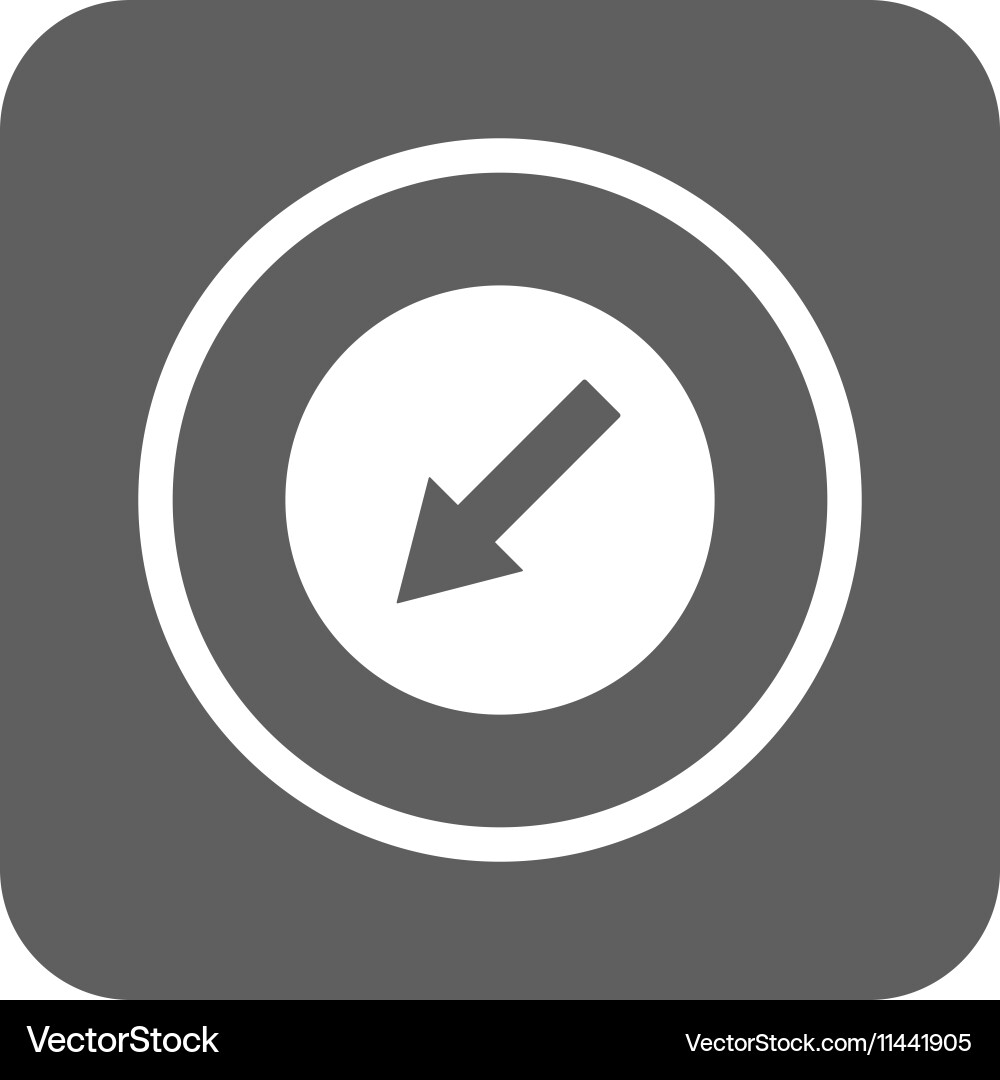 Down-left rounded arrow flat squared icon Vector Image