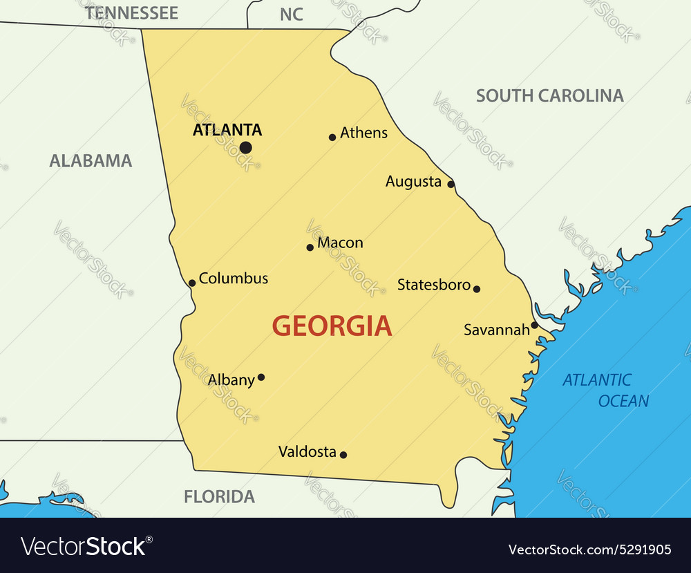 Georgia On The United States Map Georgia - Us State - Map Royalty Free Vector Image