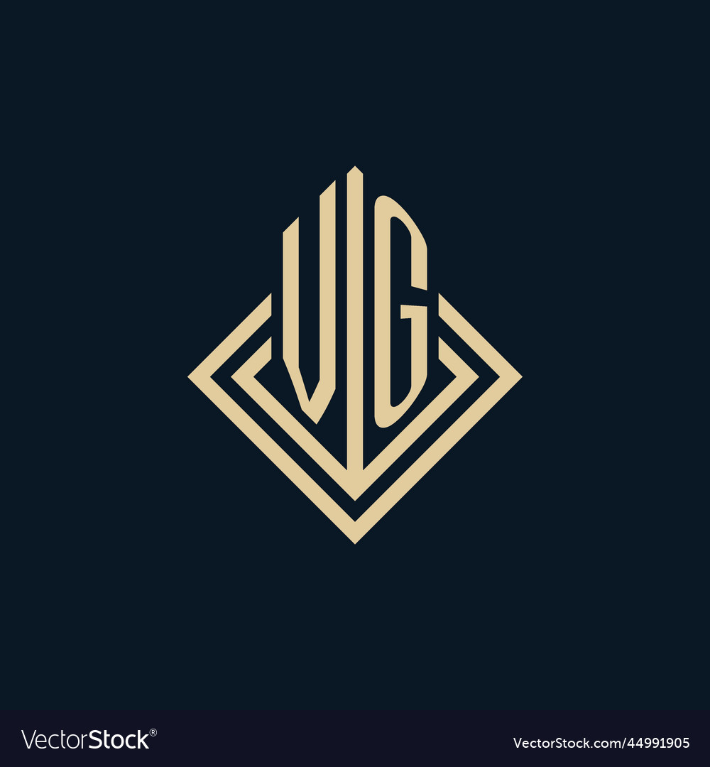 Initials vg logo rhombus lines shape style luxury Vector Image