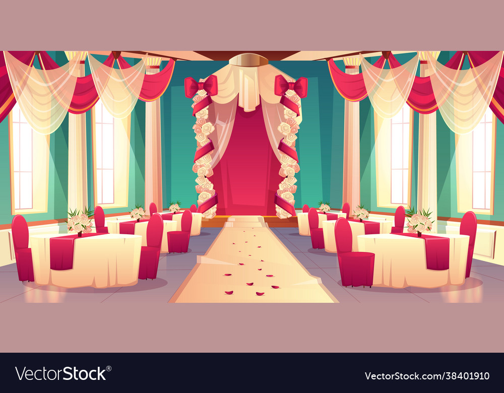 Banquet hall ready for wedding ceremony Royalty Free Vector