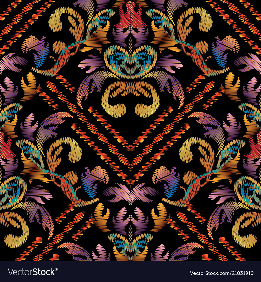 baroque striped floral embroidery
