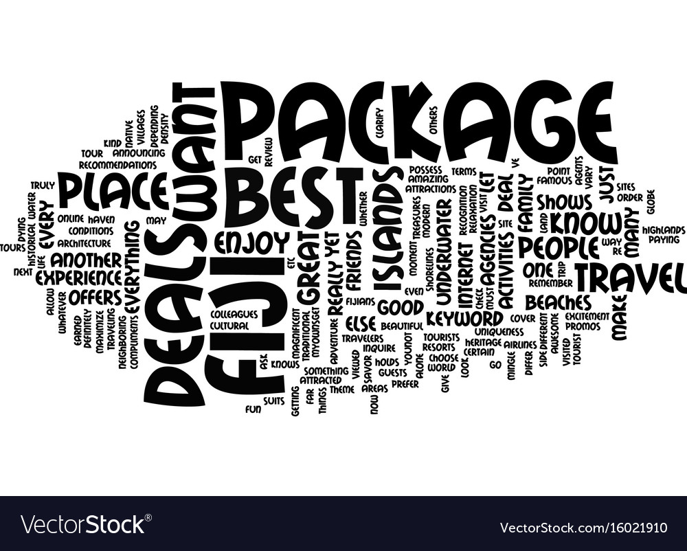 Best Package Deals To Fiji Text Background Word Vector Image