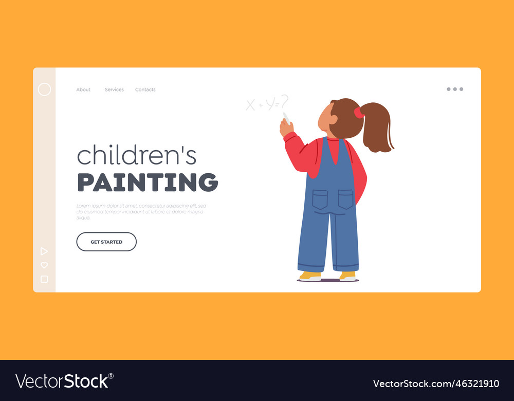 Children painting landing page template child Vector Image