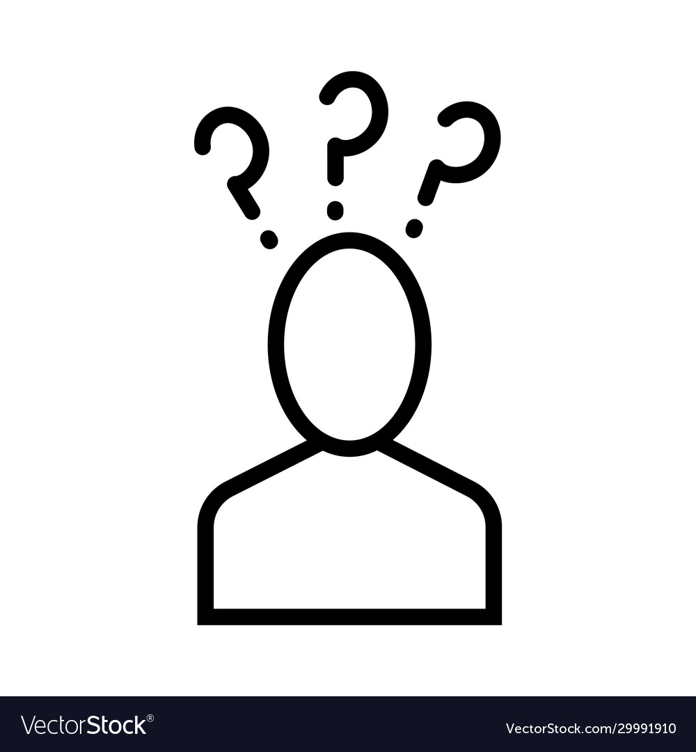 Human silhouette with interrogation symbols line Vector Image