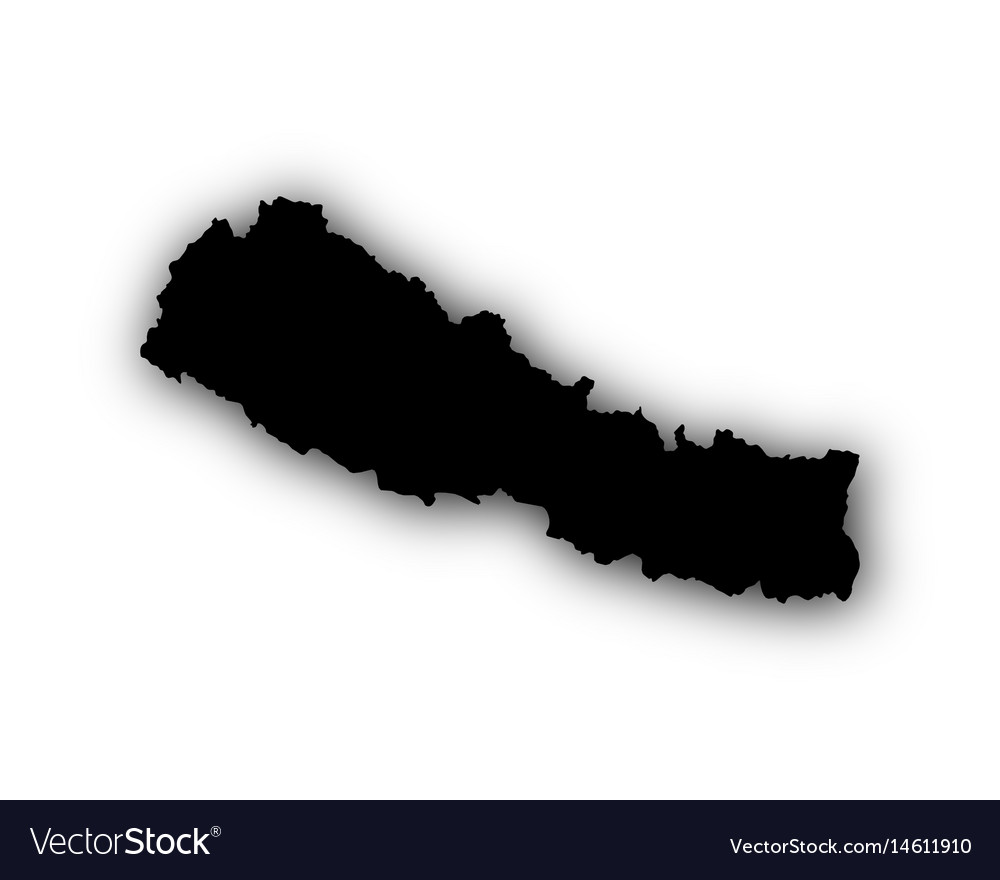 Map of nepal with shadow Royalty Free Vector Image