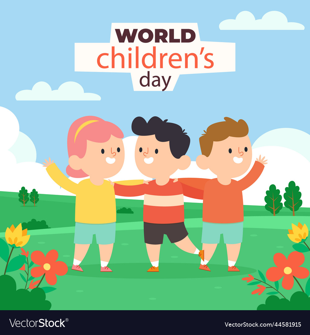 Flat world children day Royalty Free Vector Image