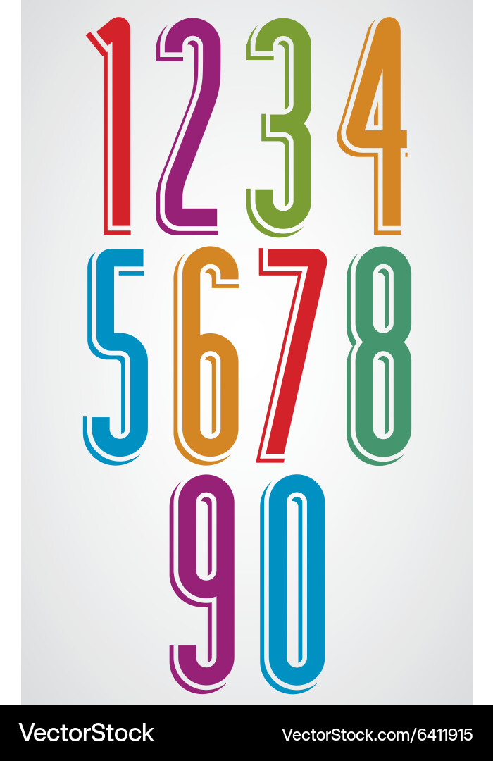 Shiny tall animated rounded numbers with white Vector Image