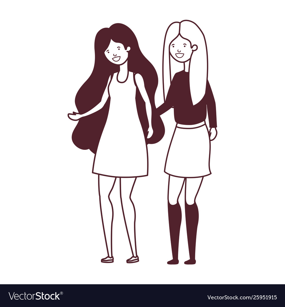 Silhouette young women in white background Vector Image