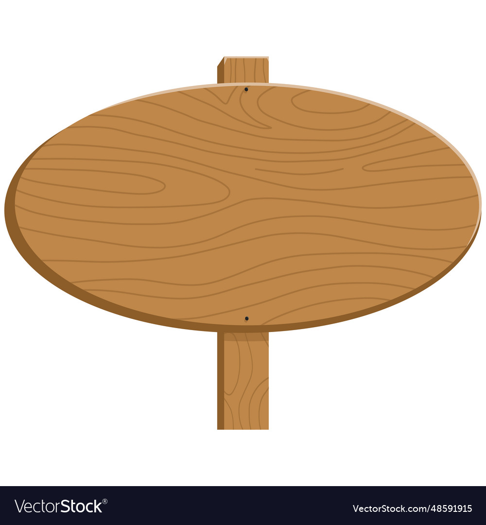 Wood plank oval signage board stand cartoon art Vector Image