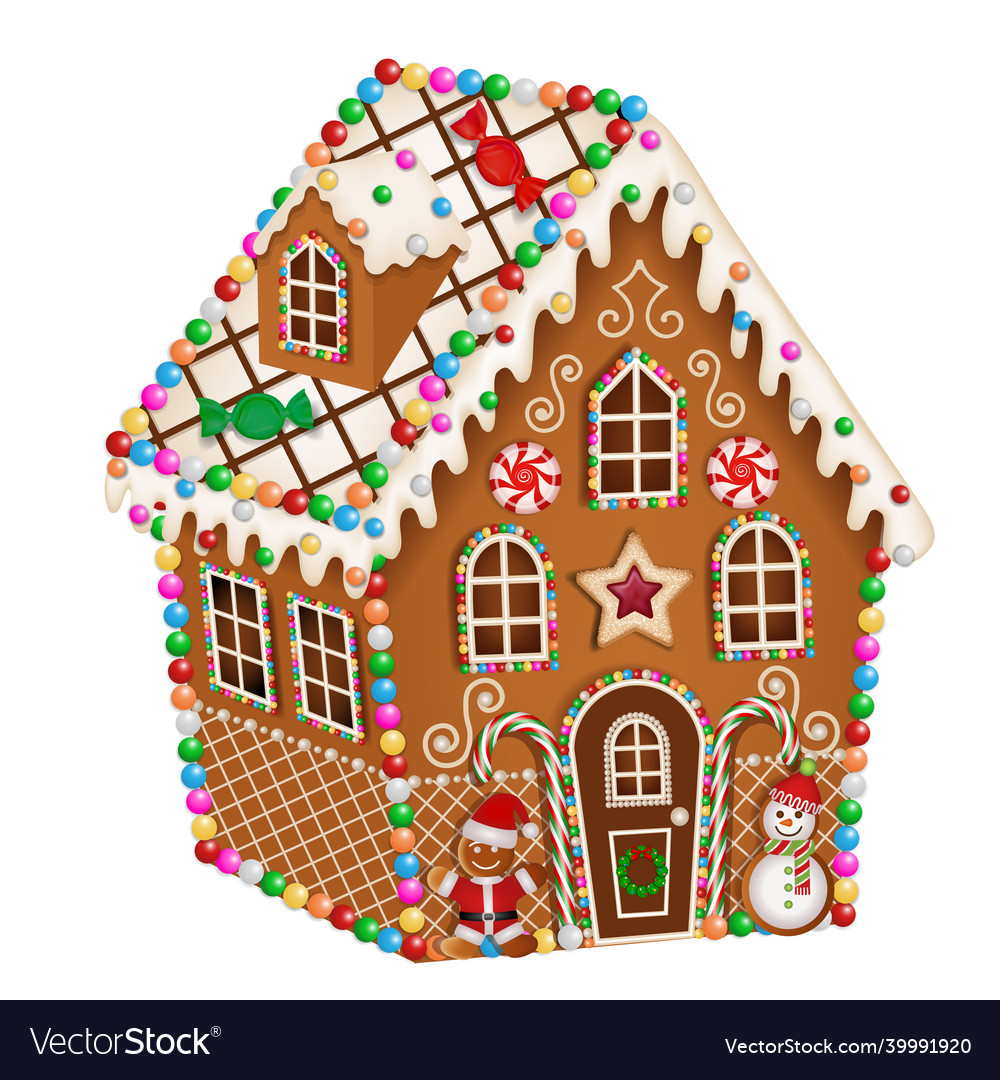 Christmas gingerbread house with cookies Vector Image