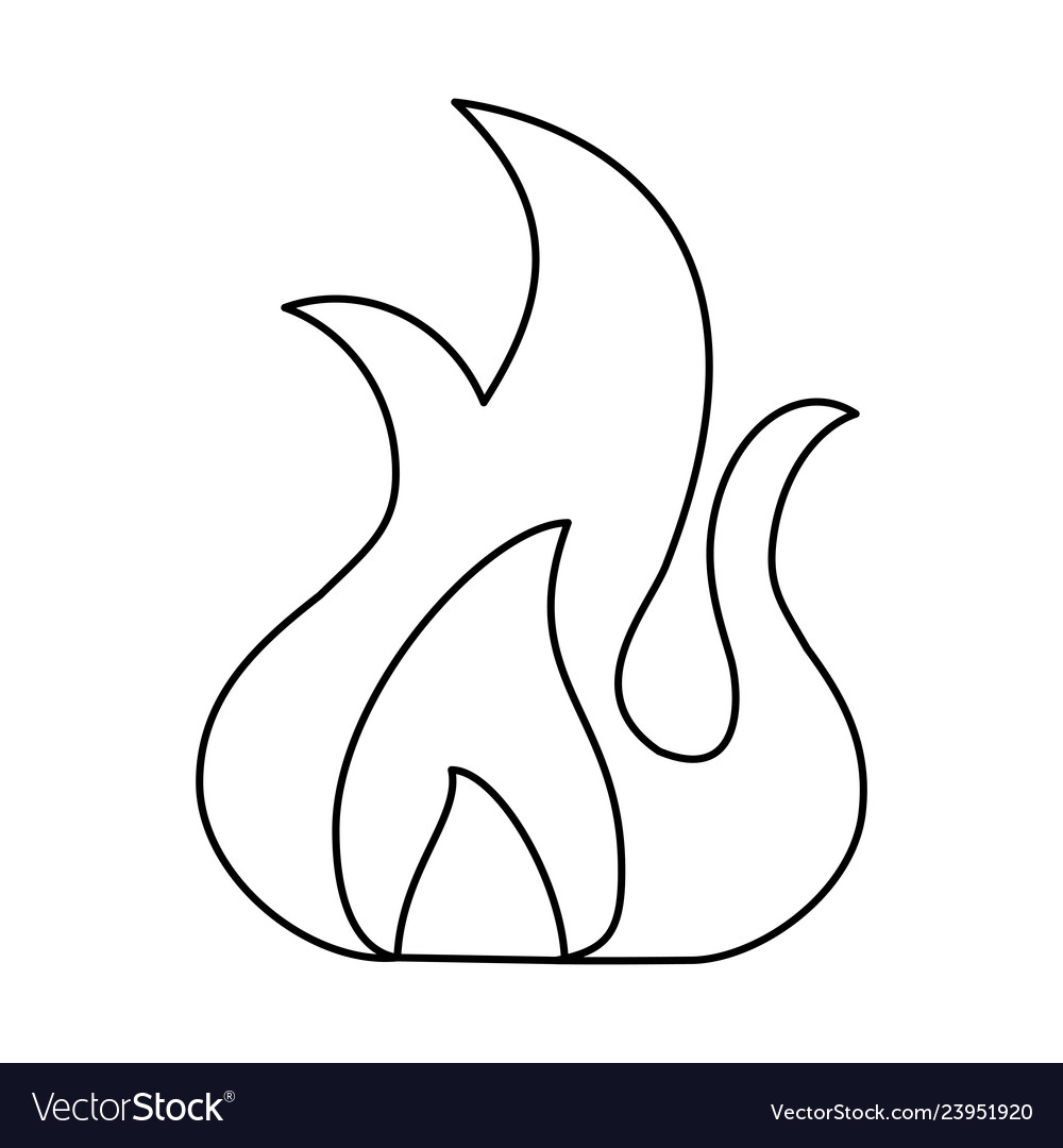 Fire flamme symbol black and white Royalty Free Vector Image