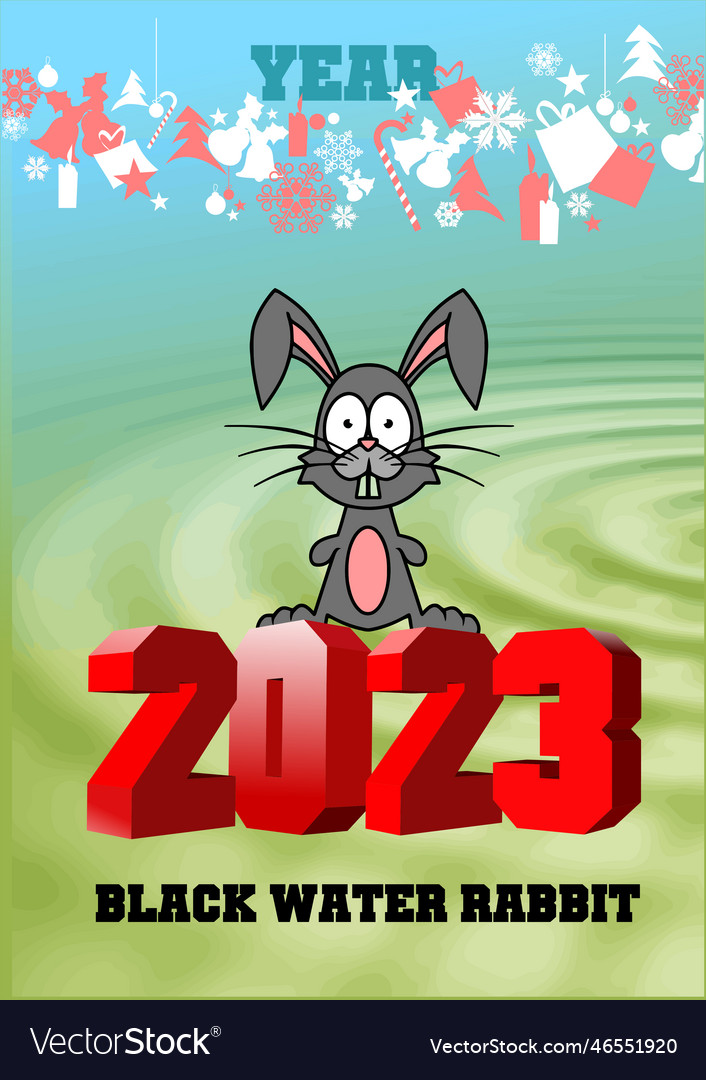 Happy chinese new year of black water rabbit Vector Image