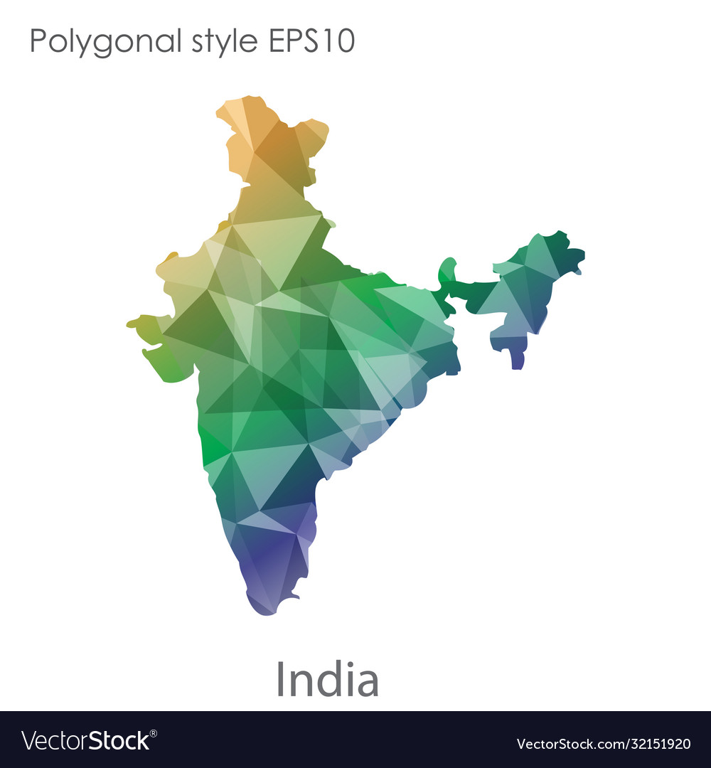 Isolated icon india map polygonal geometric Vector Image