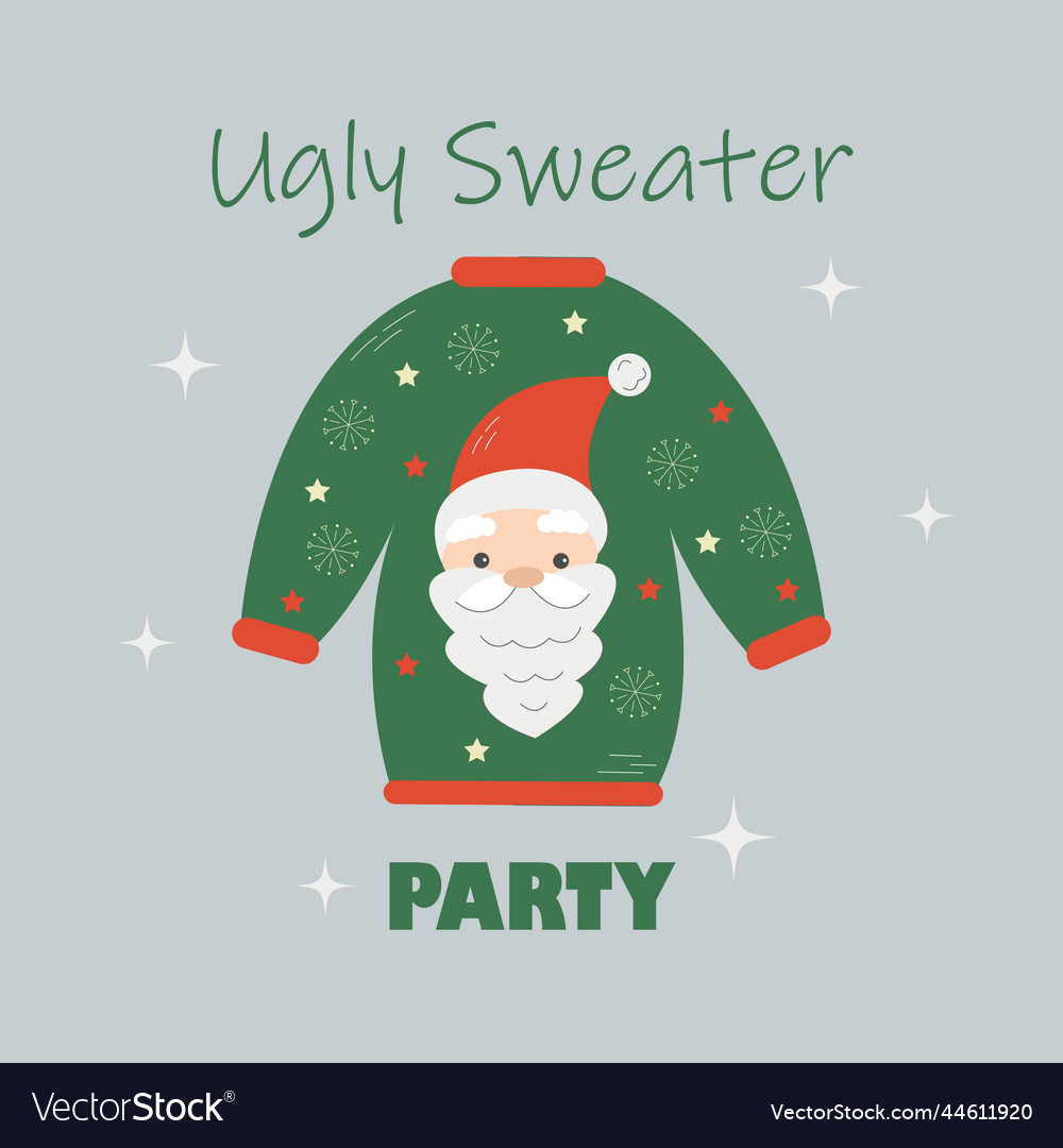 Postcard With Invitation On Ugly Sweater Party Vector Image