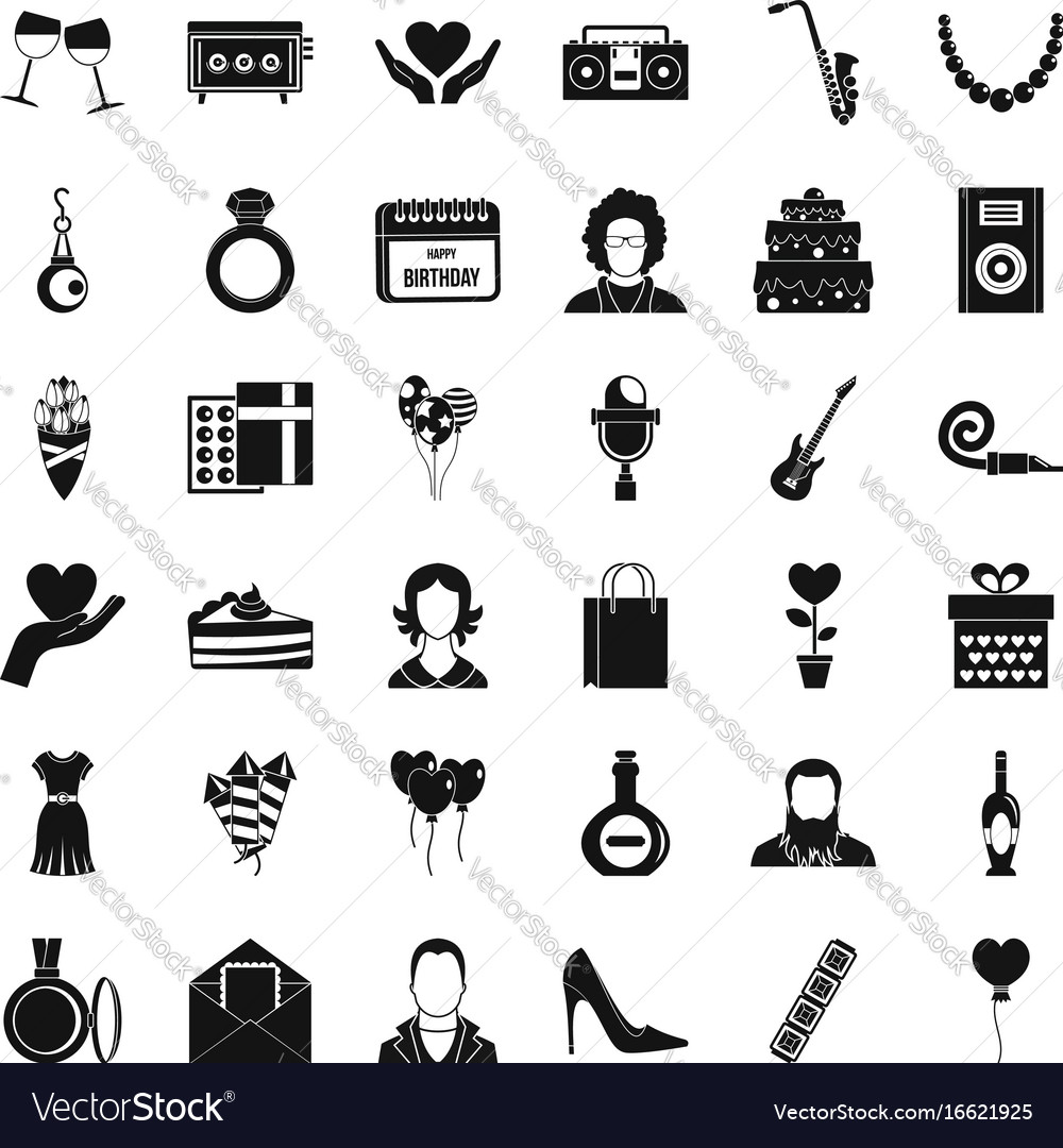 Birthday celebration icons set simple style Vector Image