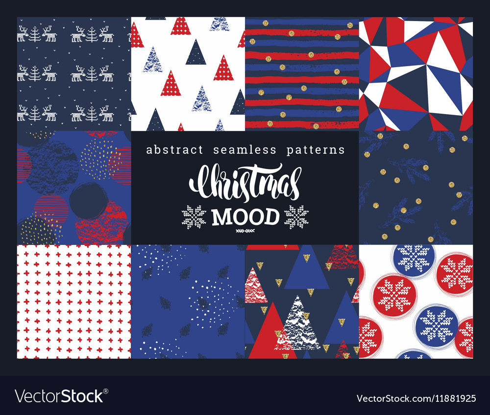 Christmas and new year set abstract geometric Vector Image