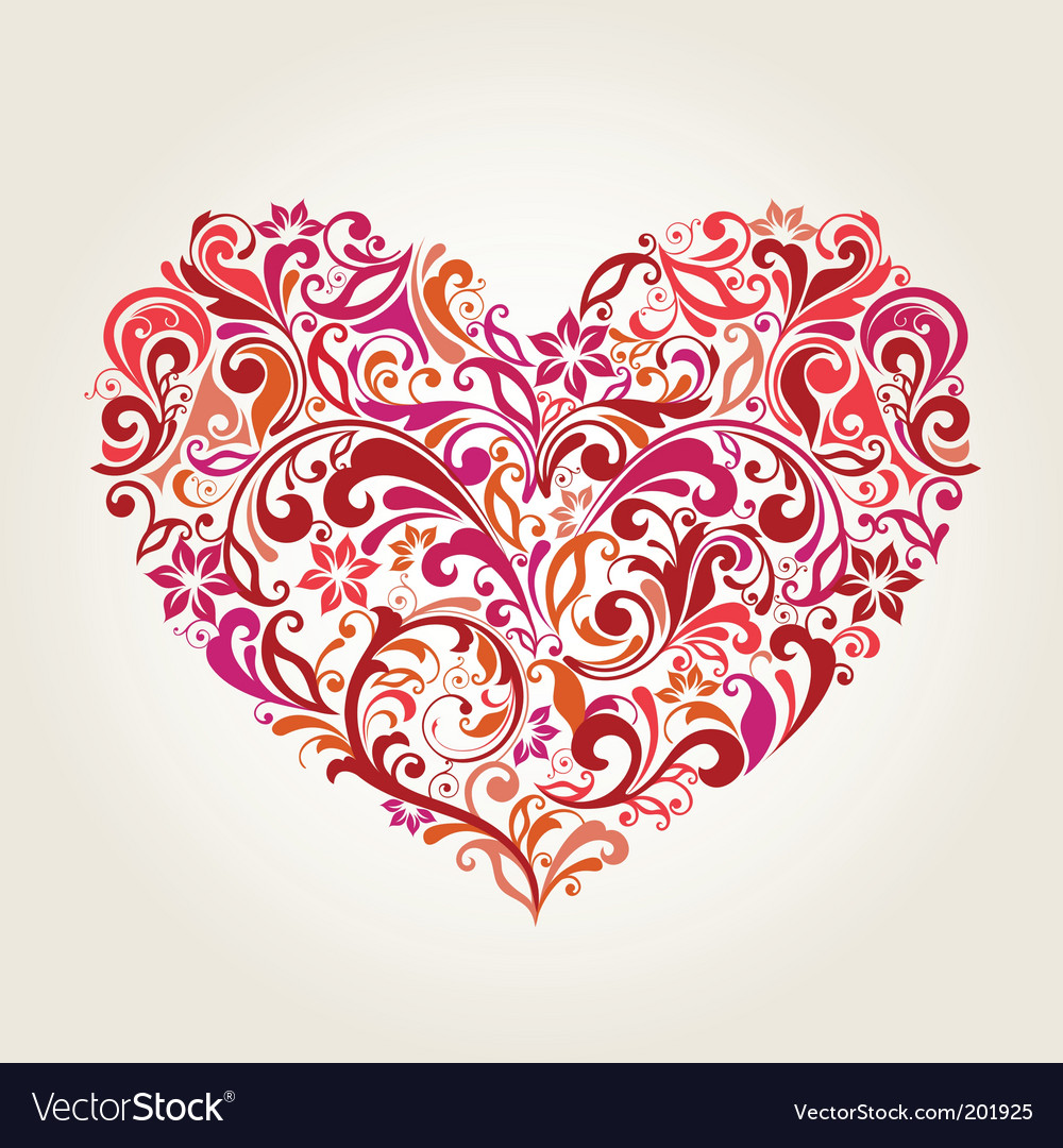 Floral heart Royalty Free Vector Image - VectorStock