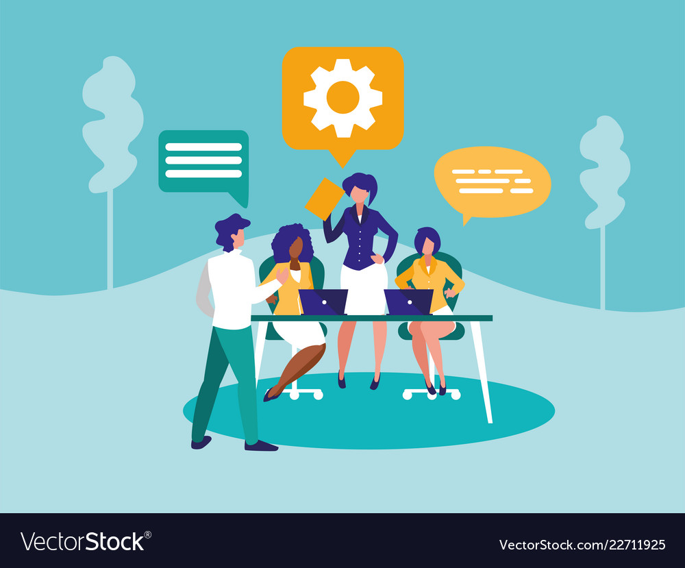 Group business people with speech bubble Vector Image