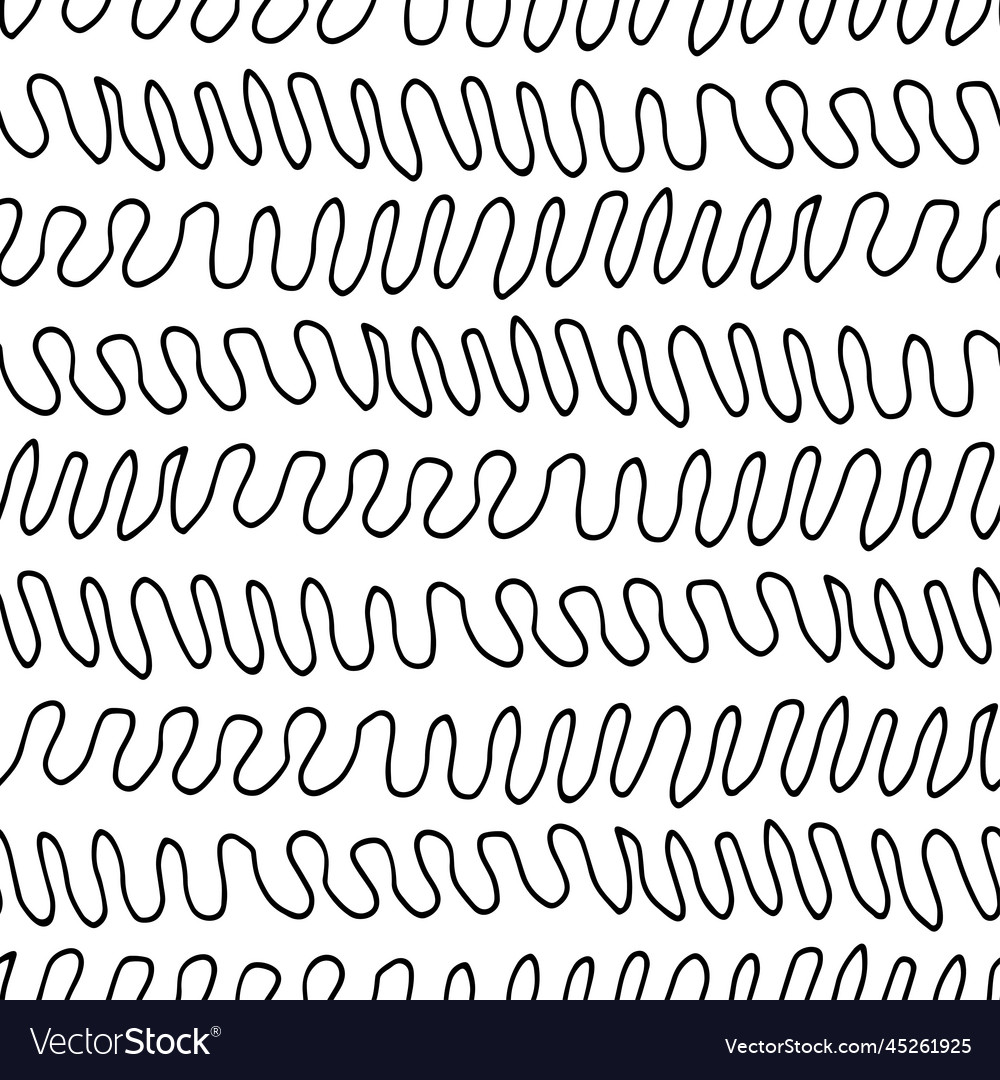 Hand drawn ink doodle simple wave pattern Vector Image