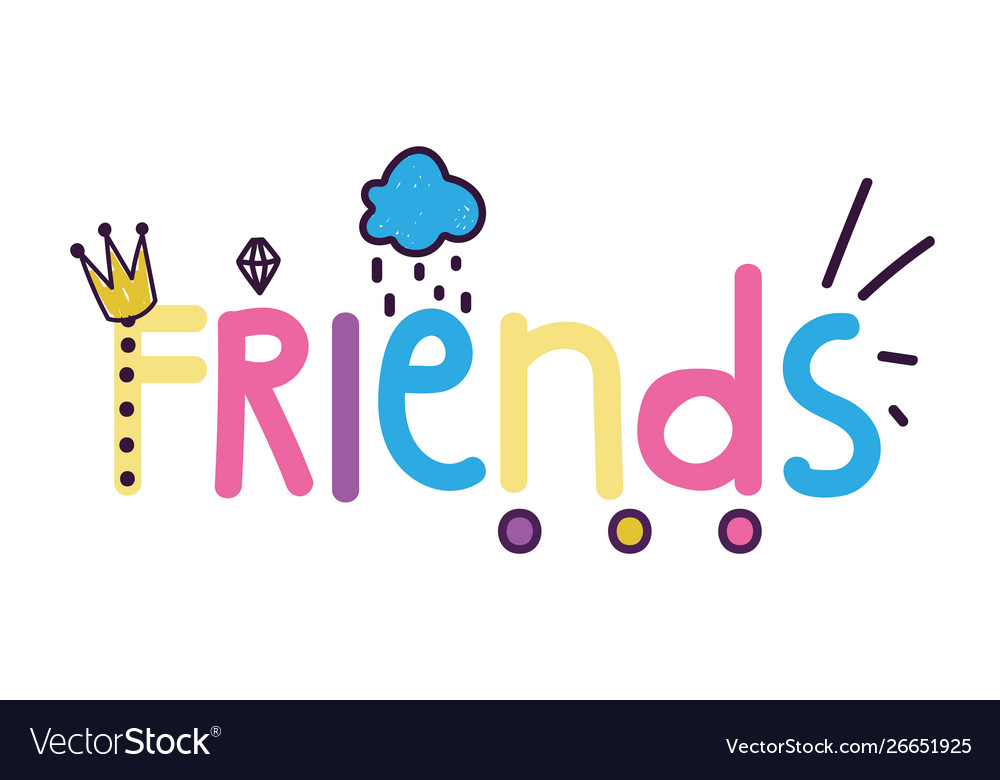 Isolated friends word design Royalty Free Vector Image