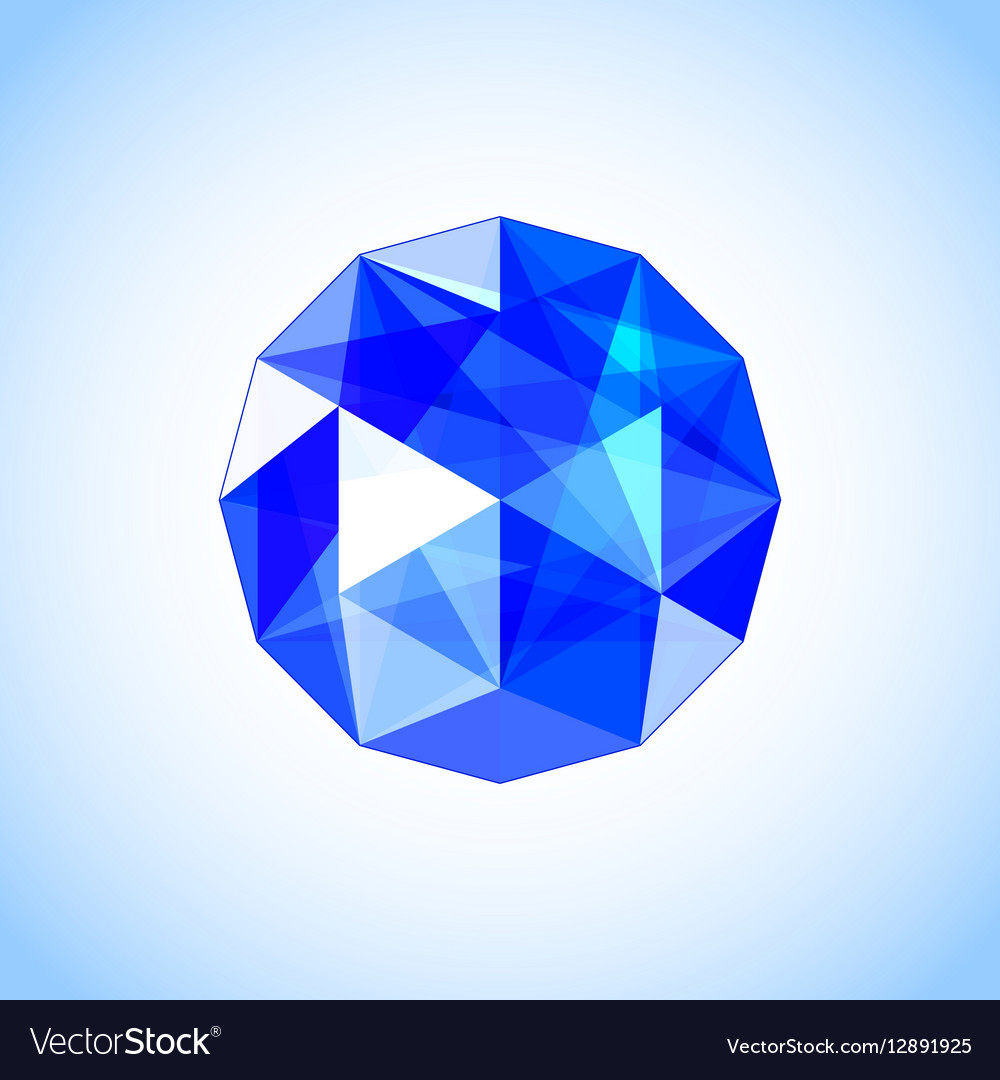 Realistic sapphire shaped blue gem