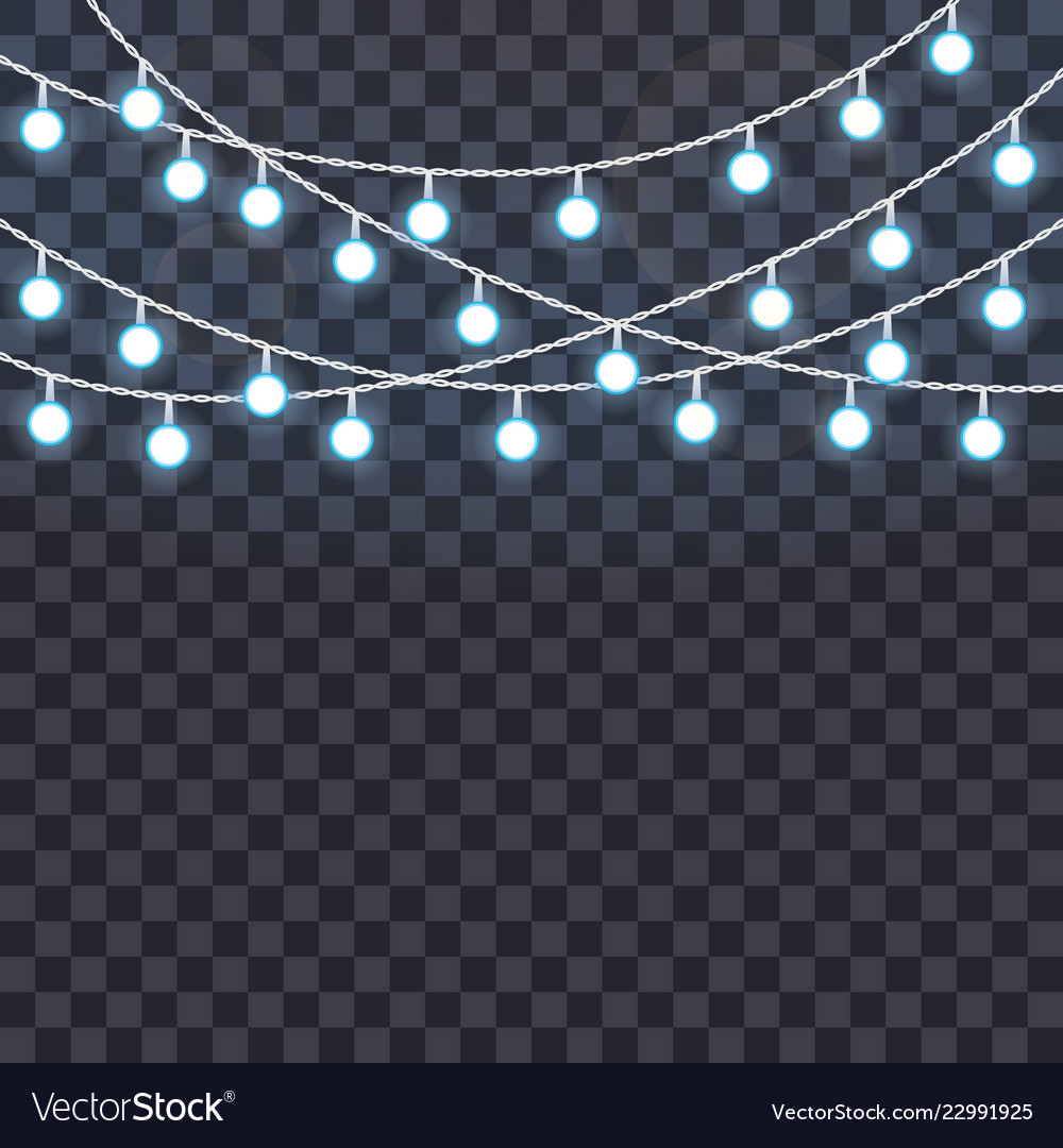 Set Of Overlapping Glowing String Lights On A Vector Image