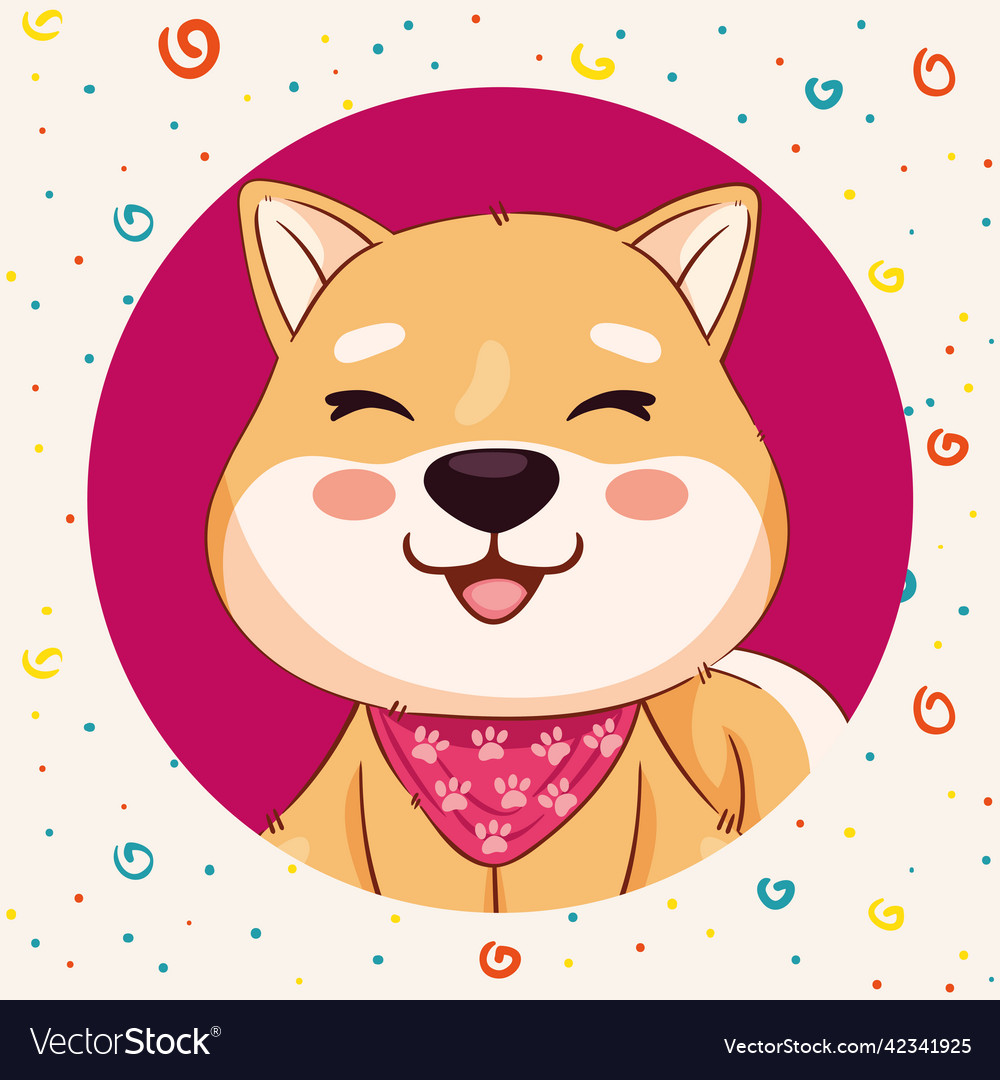 Shiba inu smiling character Royalty Free Vector Image