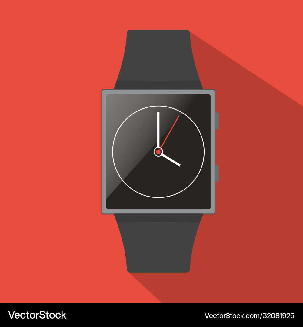 Smart watch with classic clock icon flat concept Vector Image