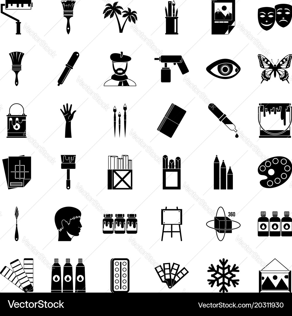 Art college icons set simple style Royalty Free Vector Image