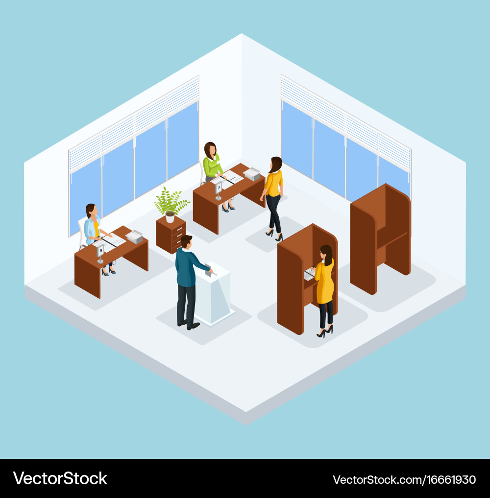 Isometric voting process concept Royalty Free Vector Image