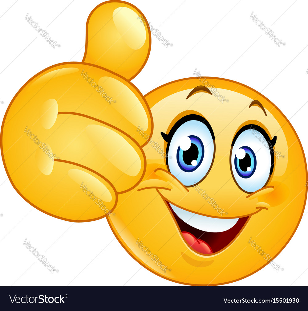 Thumb up female emoticon Royalty Free Vector Image