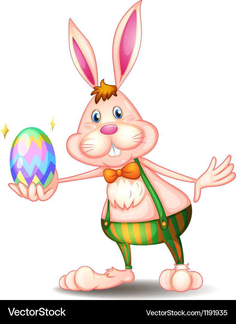 A rabbit holding an easter egg Royalty Free Vector Image