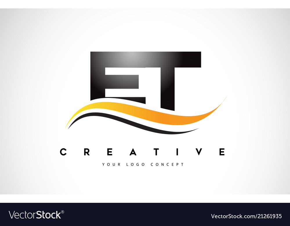 Et e t swoosh letter logo design with modern Vector Image