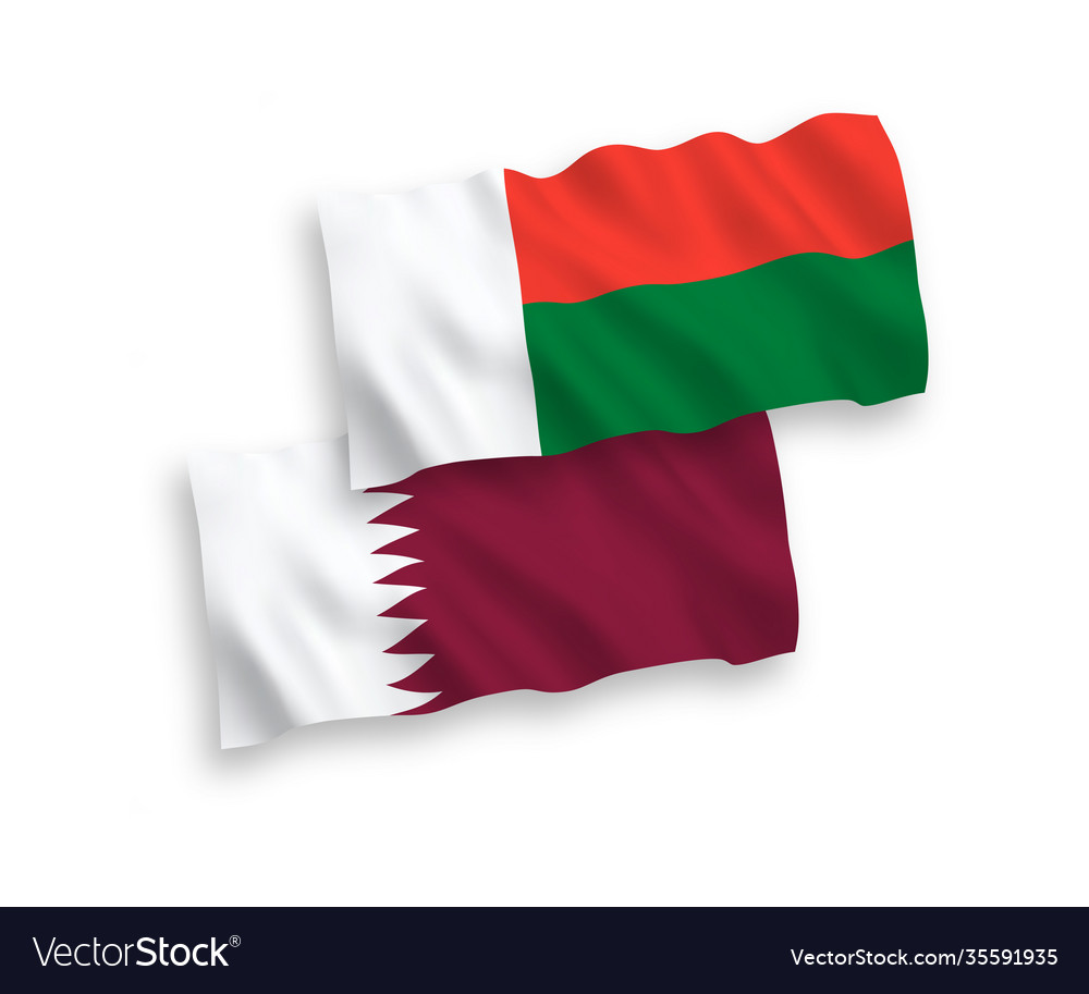 Flags qatar and madagascar on a white Royalty Free Vector