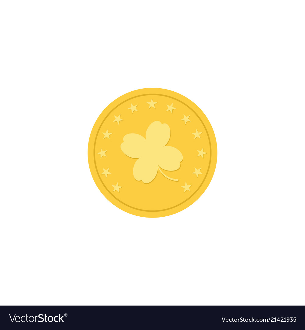 Golden clover coin luck gold clover Royalty Free Vector