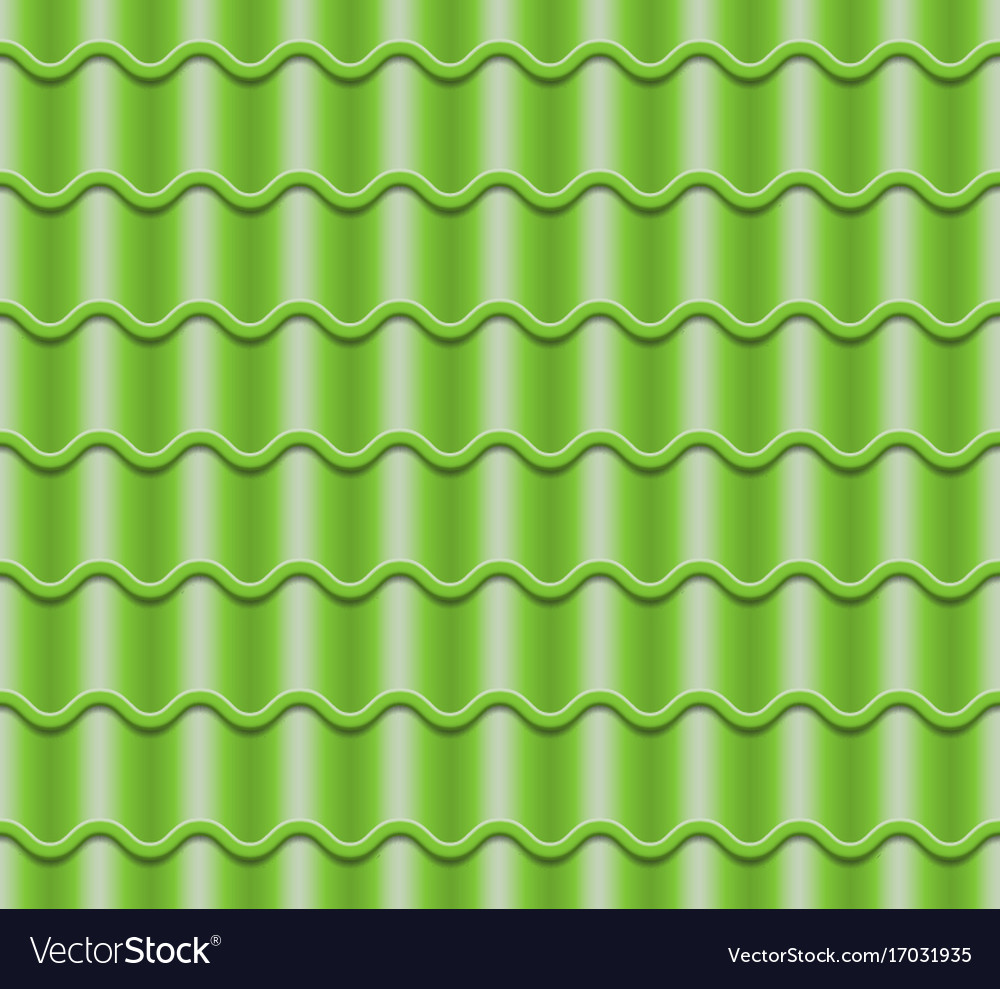 Green corrugated tile element of roof Royalty Free Vector