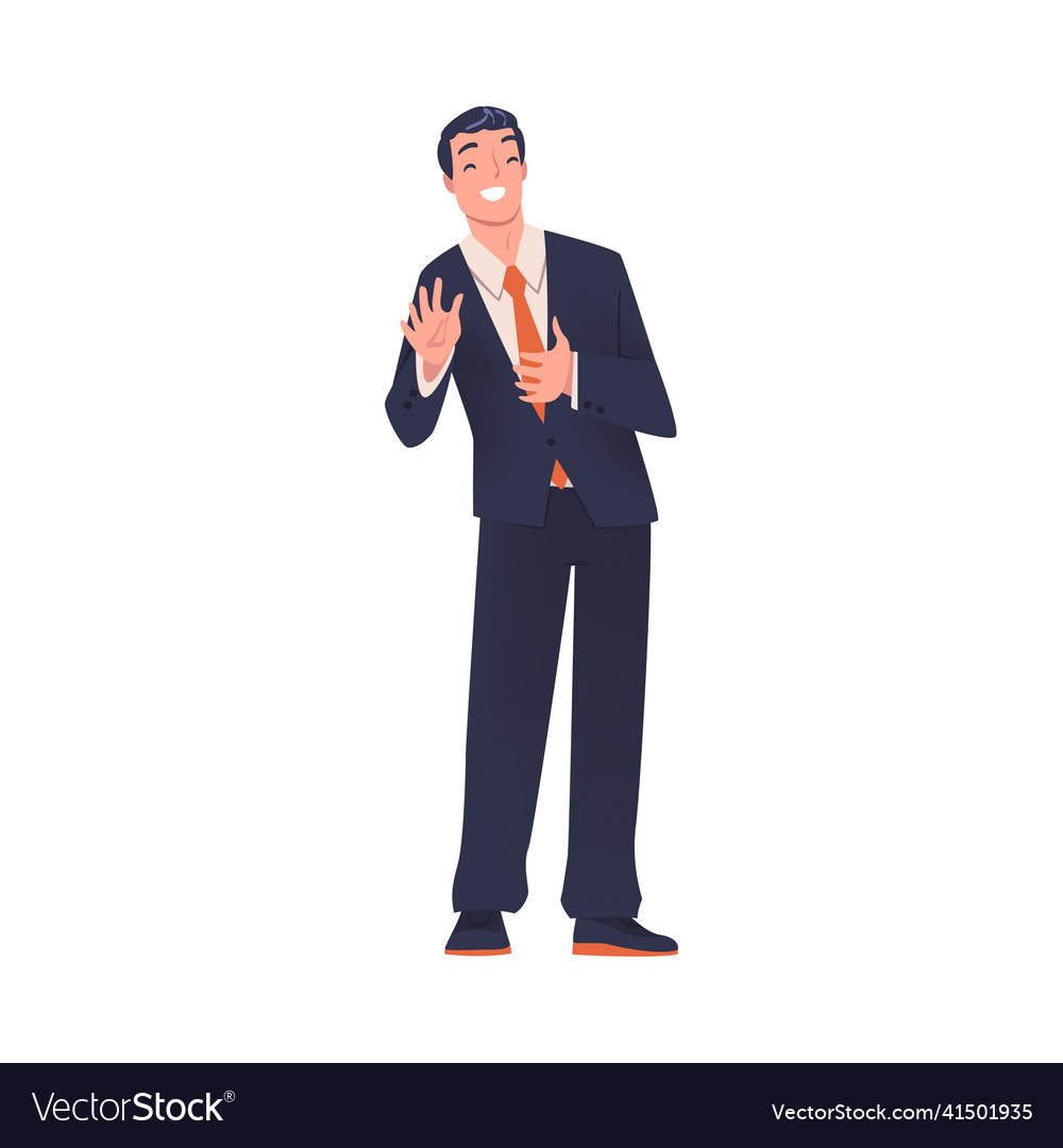 Man character standing and clapping his hands Vector Image