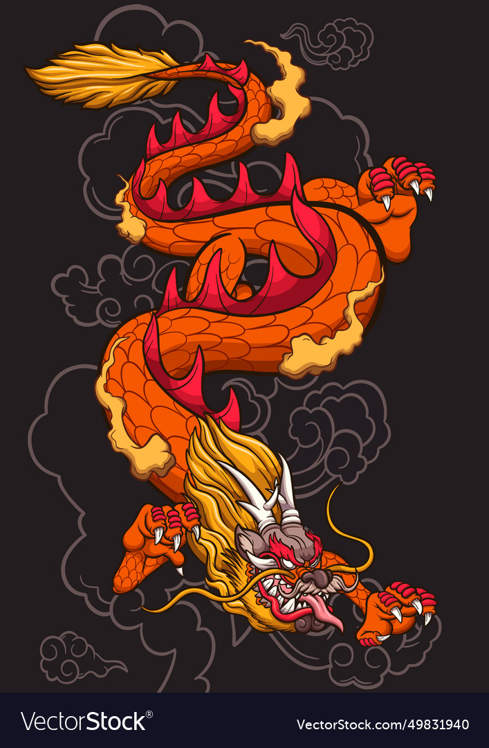 Chinese dragon with background Royalty Free Vector Image